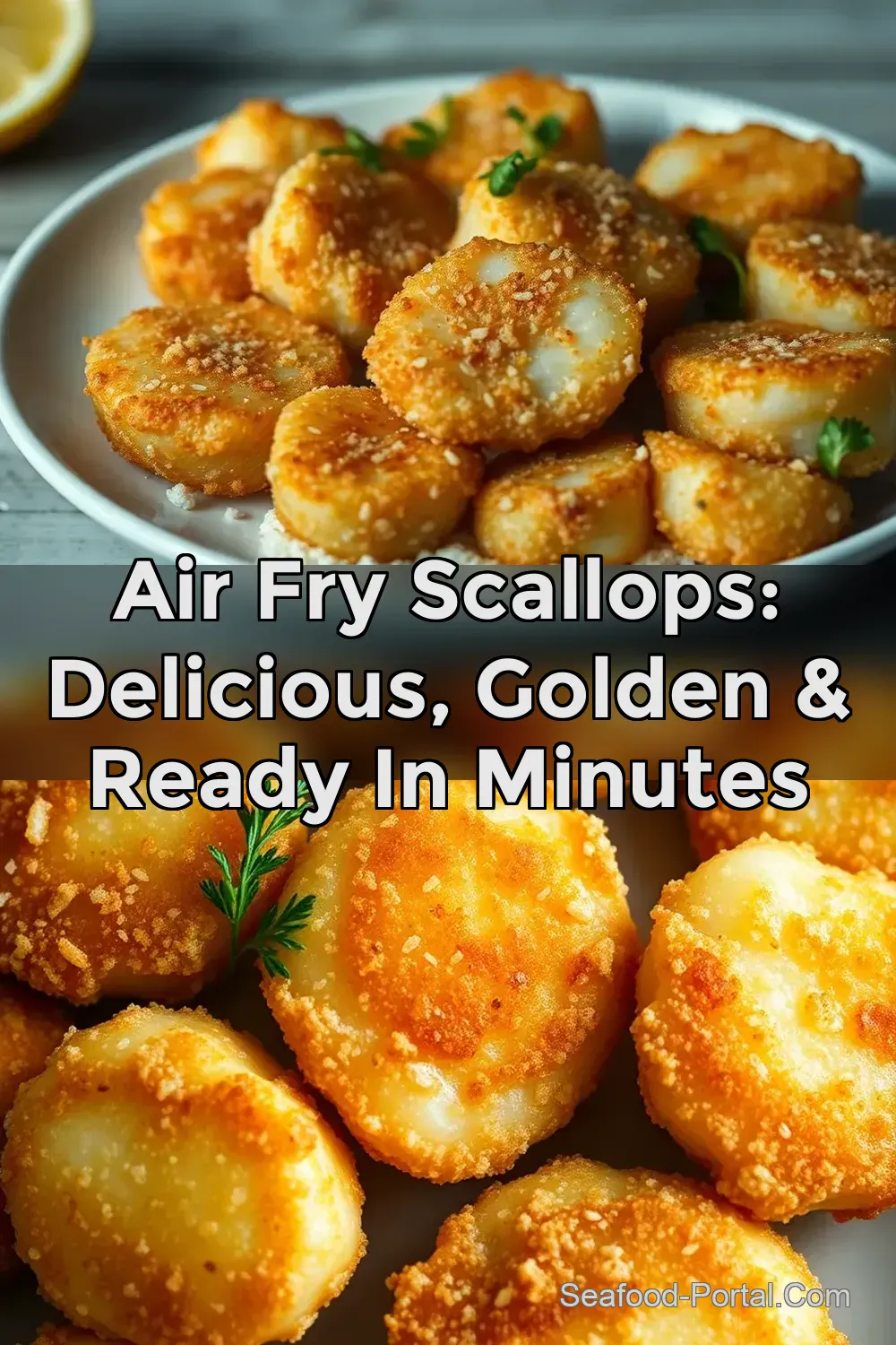 Air Fry Scallops: Delicious Golden & Ready in Minutes : PIN FOR LATER Air Fry Scallops: Delicious Golden & Ready in Minutes