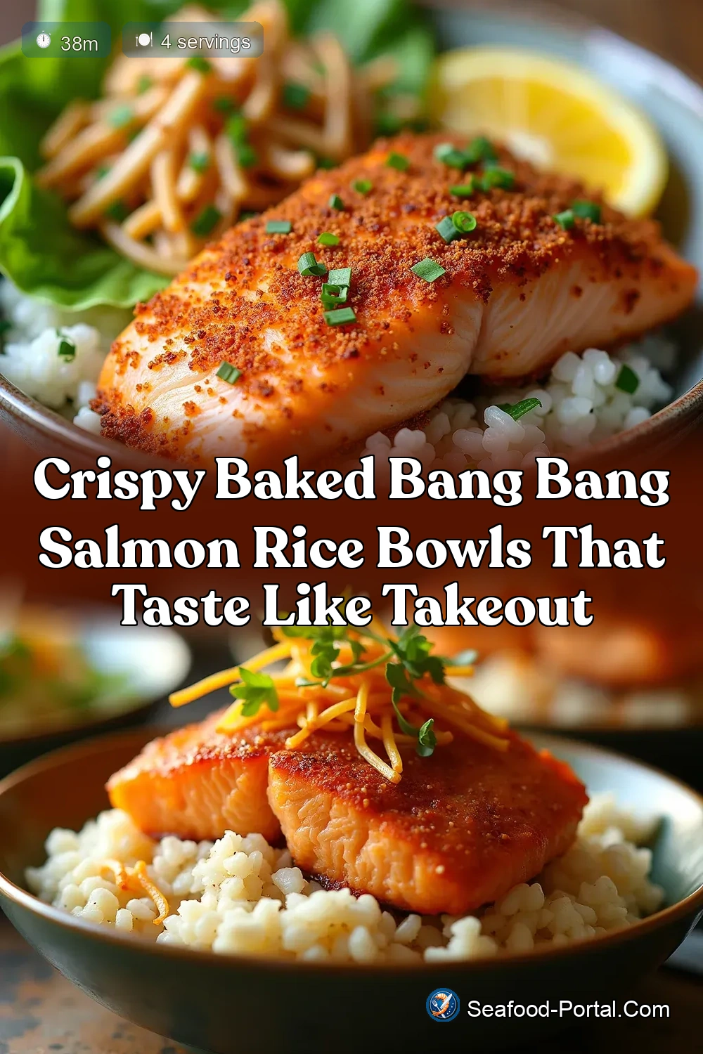Crispy Baked Bang Bang Salmon Rice Bowls in 40 Mins