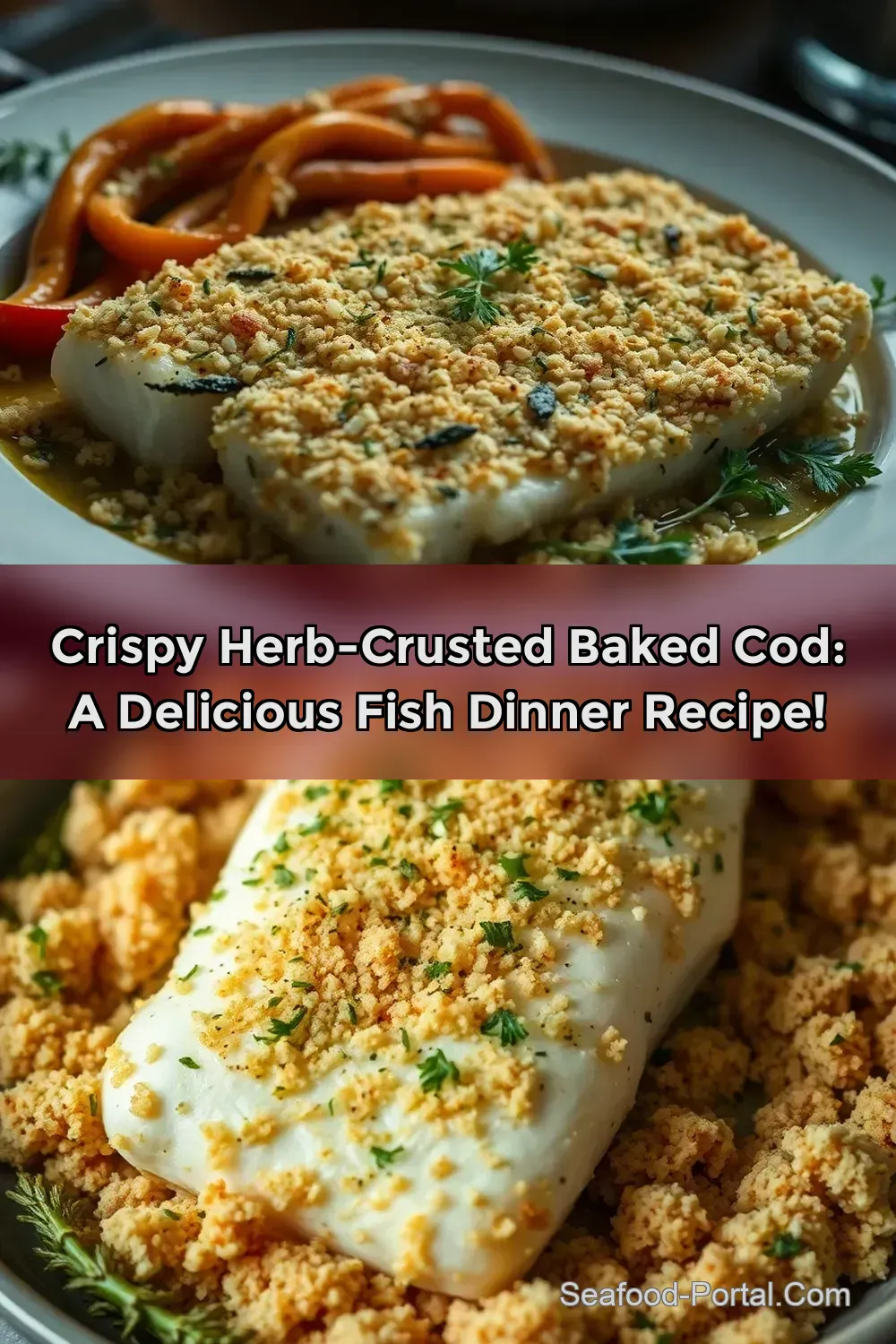 Crispy Herb-Crusted Baked Cod: A Delicious Fish Dinner Recipe! : PIN FOR LATER Crispy Herb-Crusted Baked Cod: A Delicious Fish Dinner Recipe!