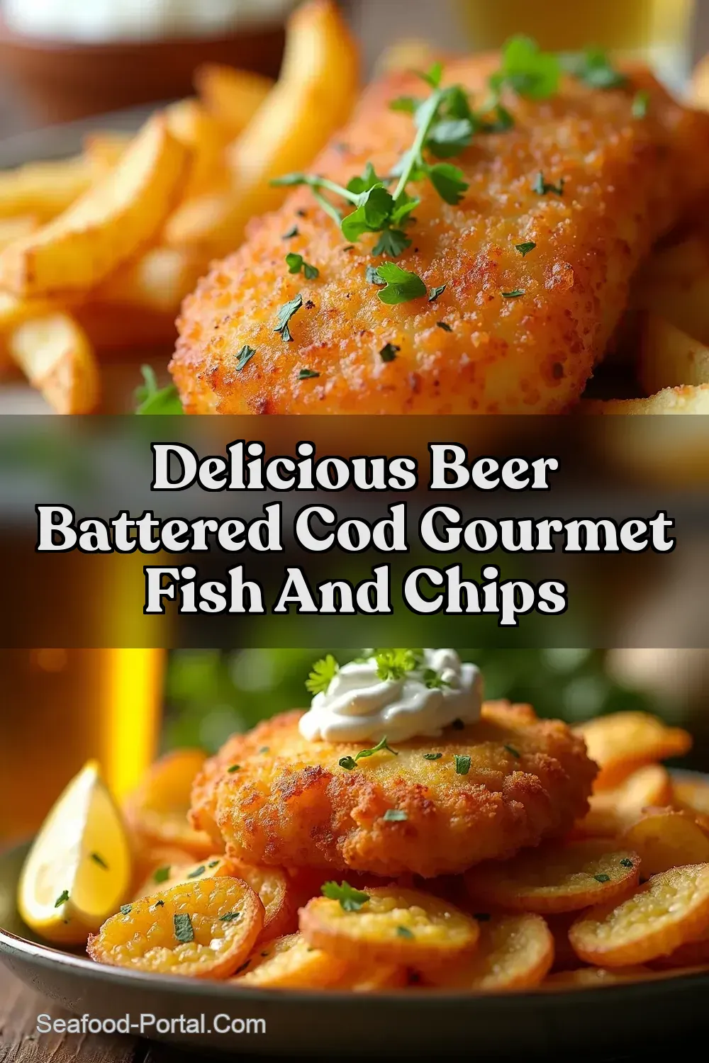 Fish Meals Crispy Beer Battered Cod Tartare Chips - Seafood…