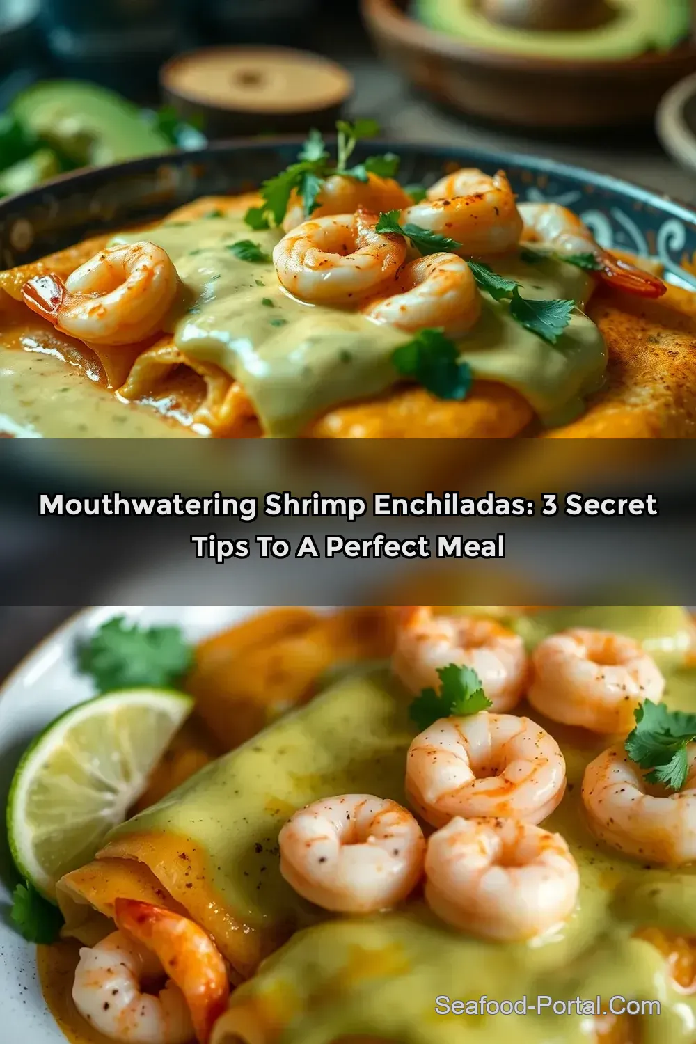 Delicious Zesty Shrimp Enchiladas with Creamy Avocado Sauce