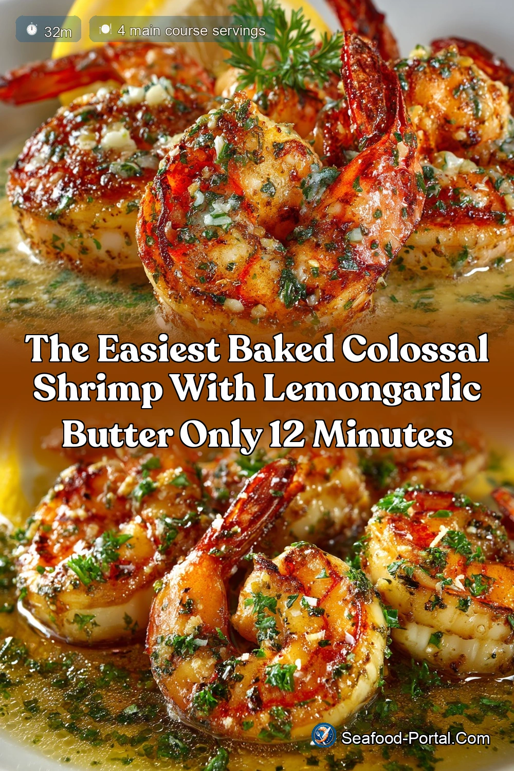 Posh Baked Colossal Shrimp with Lemon Garlic Butter Sauce…