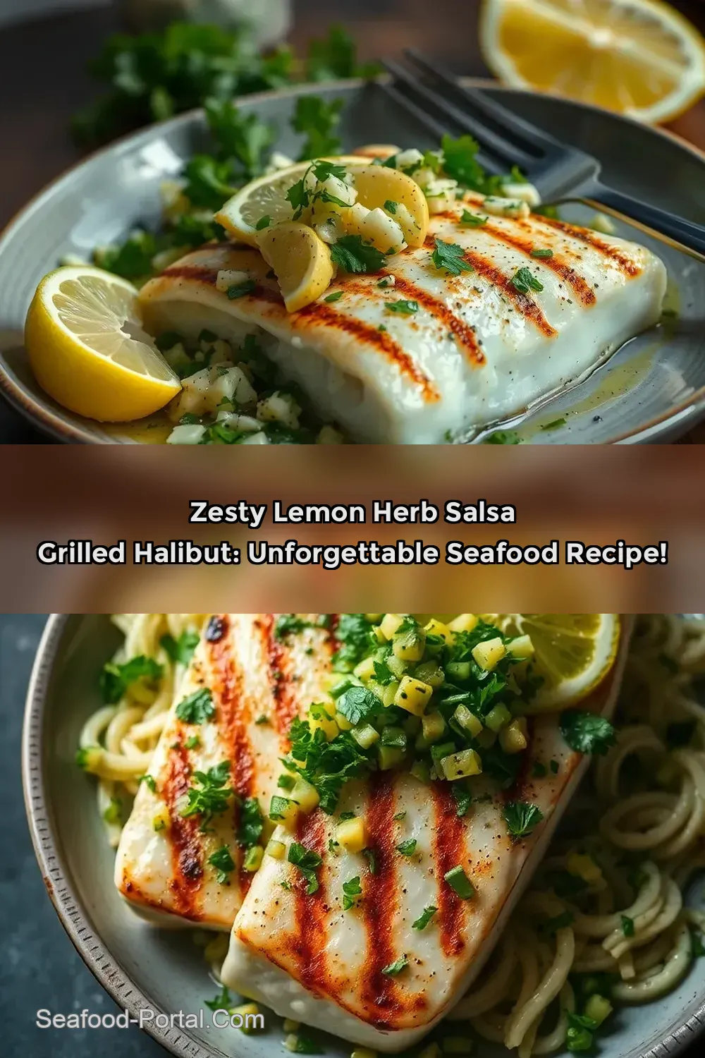 Zesty Lemon Herb Salsa Grilled Halibut: Unforgettable Seafood Recipe! : PIN FOR LATER Zesty Lemon Herb Salsa Grilled Halibut: Unforgettable Seafood Recipe!