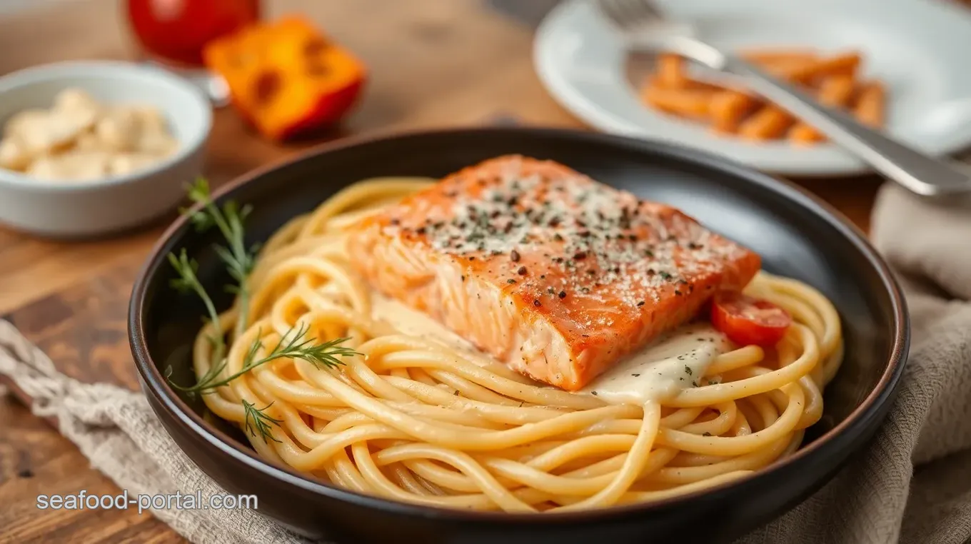 Creamy Salmon Tagliatelle with Spinach