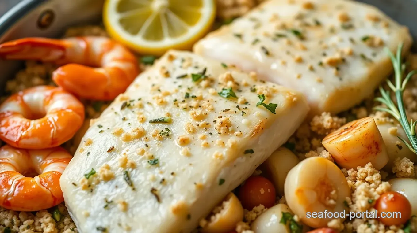 Seafood Bake with Herb Crust