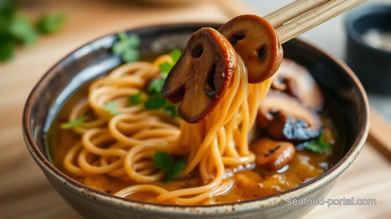 Ramen with Shiitake Mushrooms & Prawn Dumplings