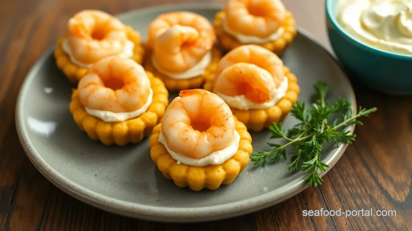 Cream Cheese Shrimp on Ritz Crackers