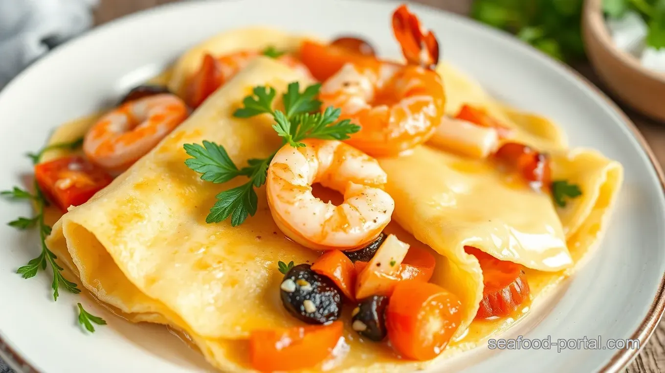 Delicate Seafood Crepes with Lemon-Dill Cream Sauce