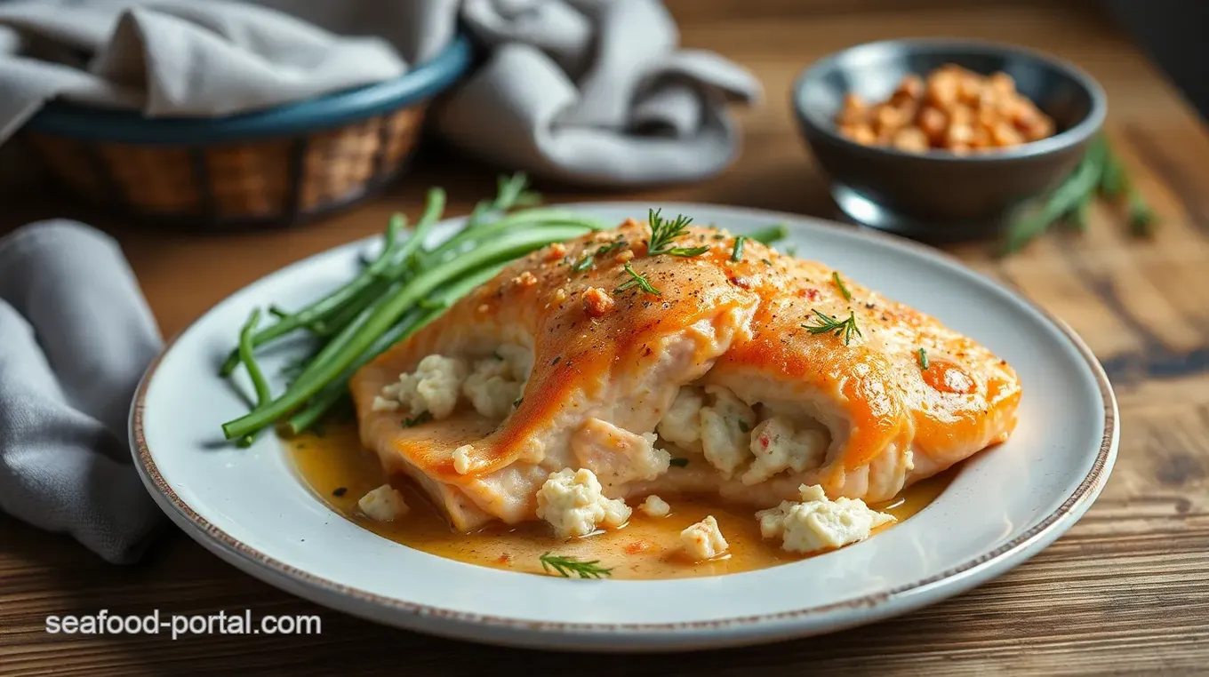 Baked Crab Stuffed Salmon with Creamy Filling