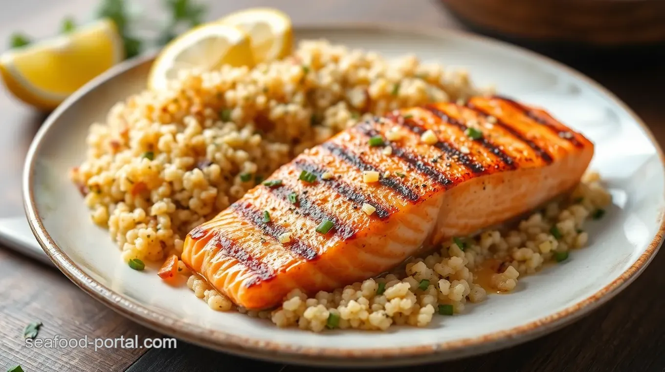 Grilled Garlic Lemon Salmon with Quinoa