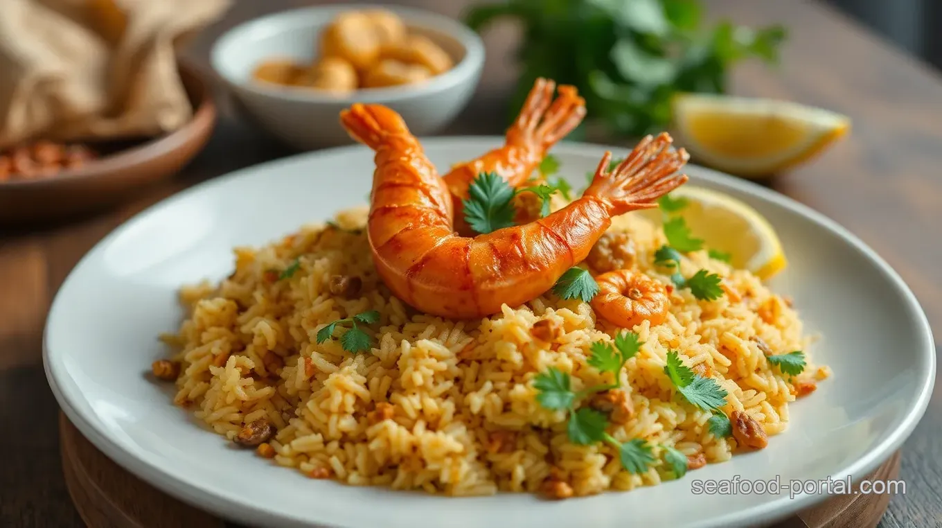 Cooked Prawn Biryani with Crispy Delight