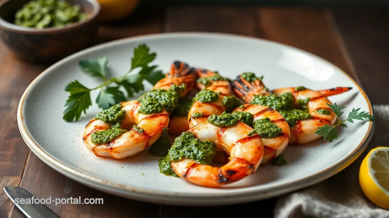 Grilled King Prawns with Pesto Delight