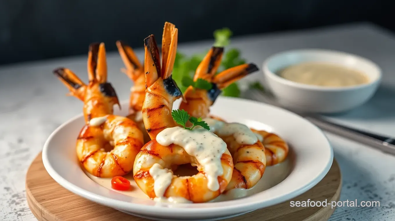 Creamy Grilled Prawns with Coconut Sauce