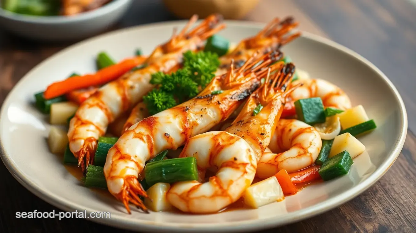 Grill Prawns with Veggies - Quick & Tasty