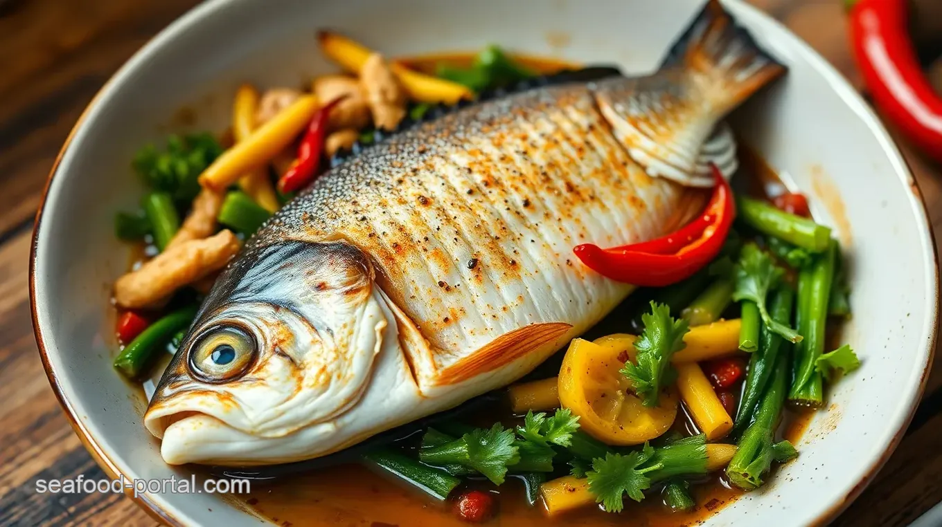 Oven-Baked Asian Sea Bass with Ginger