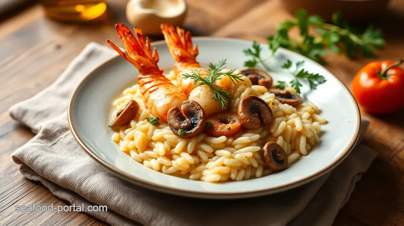 Creamy Mushroom and King Prawn Risotto