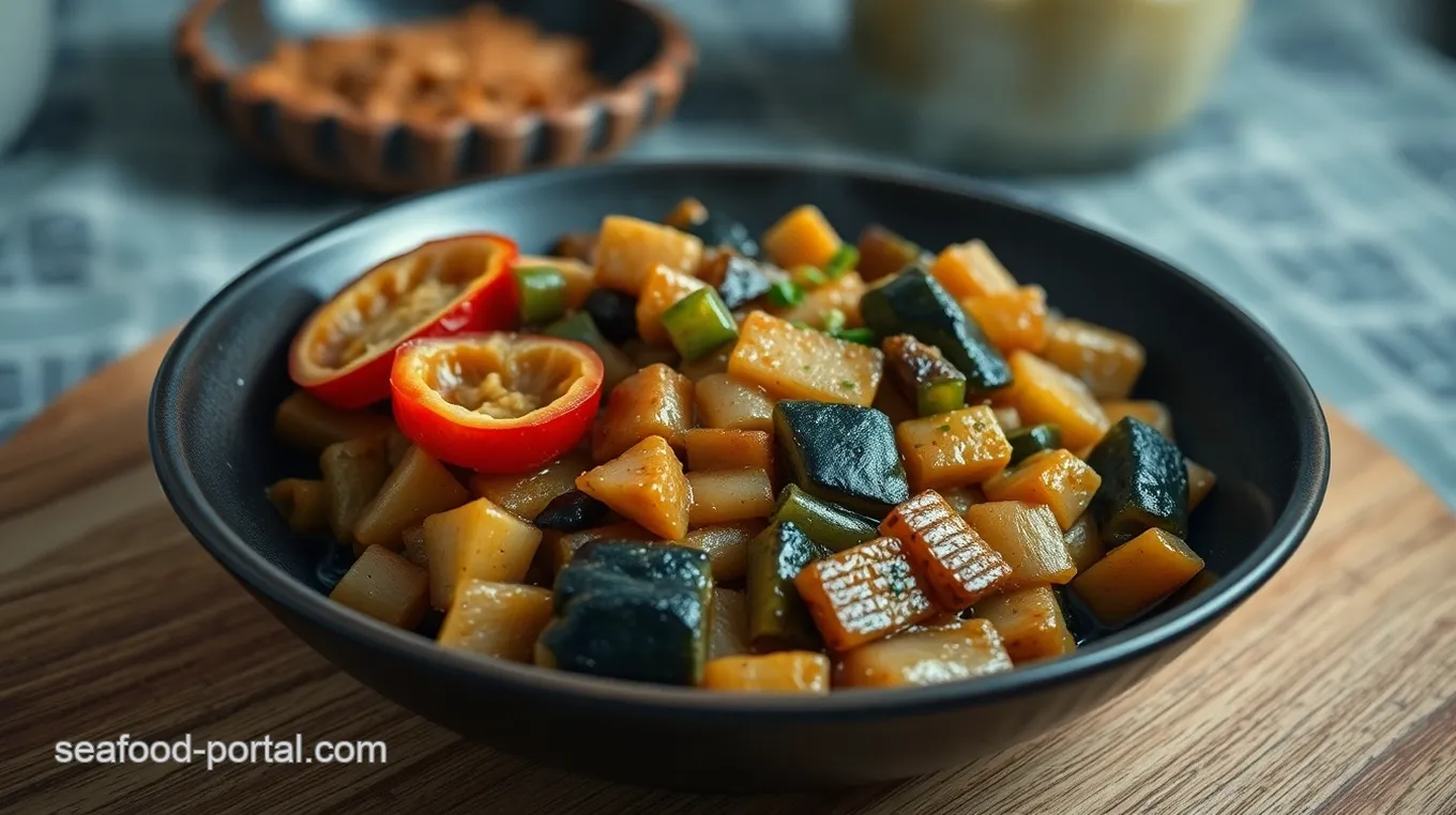 Sautéed Sea Cucumber with Seasonal Vegetables