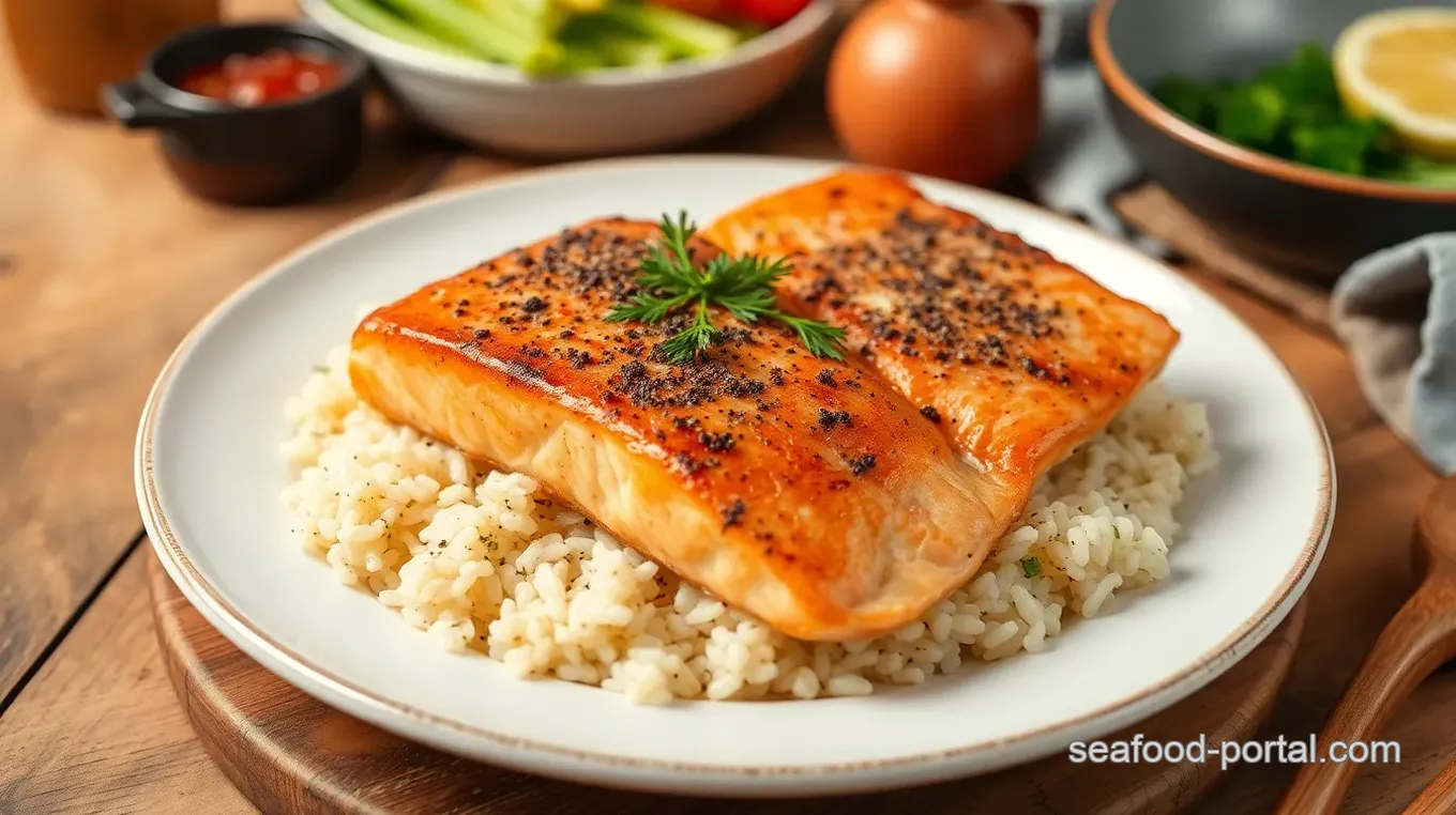 Steamed Salmon Steaks with Flavored Rice