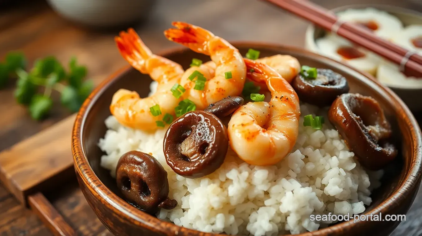 Steam Shrimp Shiitake Mushroom Sushi Rice