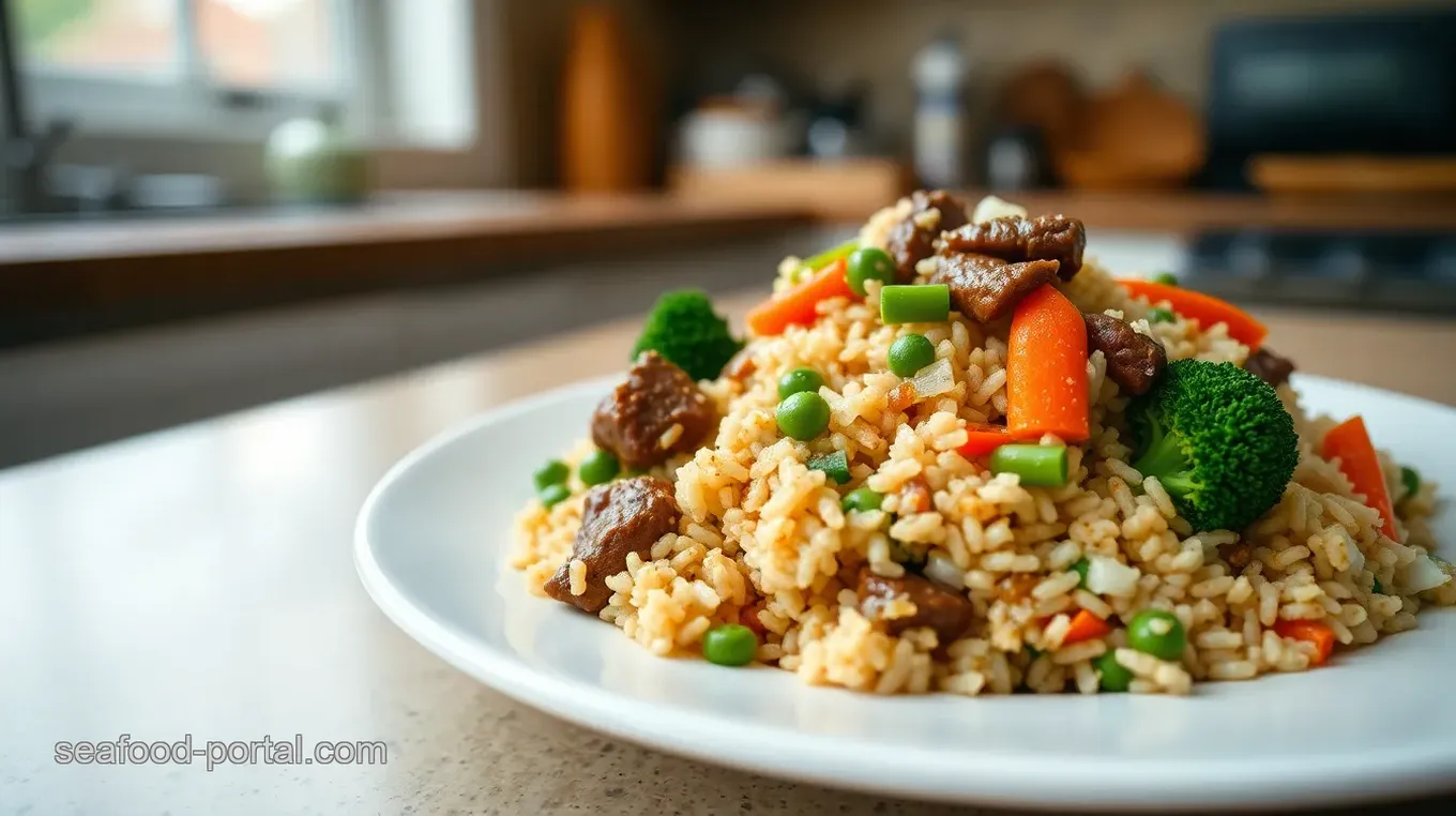 Beef Fried Rice with Fresh Vegetables