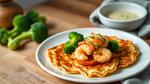 Fried Prawn Pancakes with Broccoli Delight