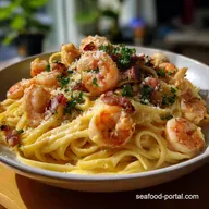 Easy Shrimp Pasta Carbonara in 20 Minutes with Garlic