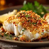 Baked Garlic Crusted Cod Fish with Crispy Parmesan Crust