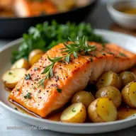 Baked Salmon with Potatoes Easy OnePan Dinner