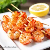 Fiery Broiled shrimp skewers Quick Easy Garlic Lemon Recipe