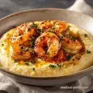 Shrimp and Grits Recipe with Garlic and Butter for 4