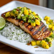 Grilled Lime Salmon with Avocado Mango for 4 Servings