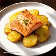 Lemon Butter Salmon Crispy Parmesan Potatoes