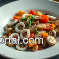 Easy Mediterranean Saut&eacute;ed Squid with Colorful Seasonal Vegetables