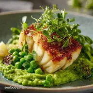 Spring Fish Recipes: Pan-Seared Halibut with Vibrant Pea Pur&eacute;e