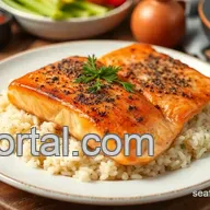 My Grandmother's Easy Steam Salmon Steaks with Flavored Rice