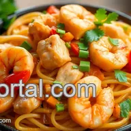 Stir-Fry Noodles with Chicken & Shrimp Delight