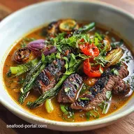 Zesty Carne Asada Soup with Marinated Steak and Fire Roasted