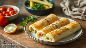 Bake Fish Pastry Rolls with Veggies