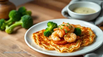 Fried Prawn Pancakes with Broccoli Delight