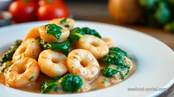 Sautéed Shrimp with Creamy Tomato Spinach Sauce