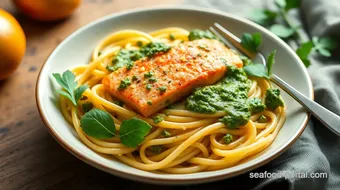 Quick Salmon Pasta with Fresh Pesto Sauce