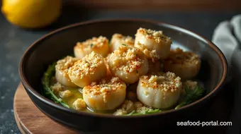 Divine Baked Scallops with Garlic Breadcrumb Topping recipe card