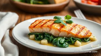 Grilled Salmon with Garlic Spinach Delight