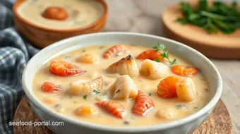 Cooked Seafood Chowder with Creamy Goodness