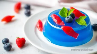 Make Blueberry Jell-O with Gummy Fish