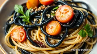 Squid Ink Seafood Pasta Recipe: Easy, Delicious & Gourmet Dish! recipe card