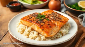 Steam Salmon Steaks with Flavored Rice