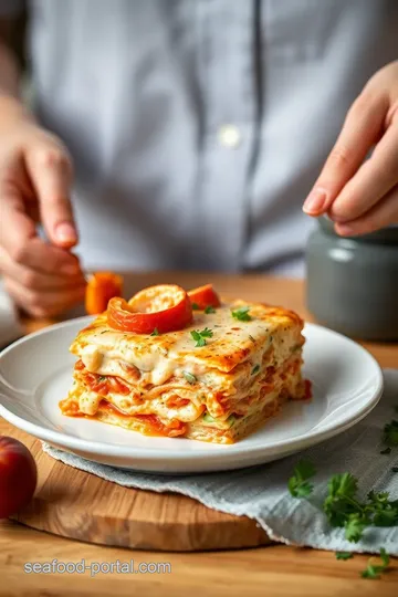 Creamy Seafood Lasagna presentation