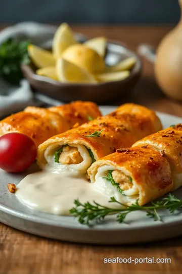 Fish & Vegetable Pastry Rolls presentation