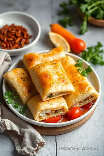 Delicious Fish and Veggie Pastry Rolls presentation